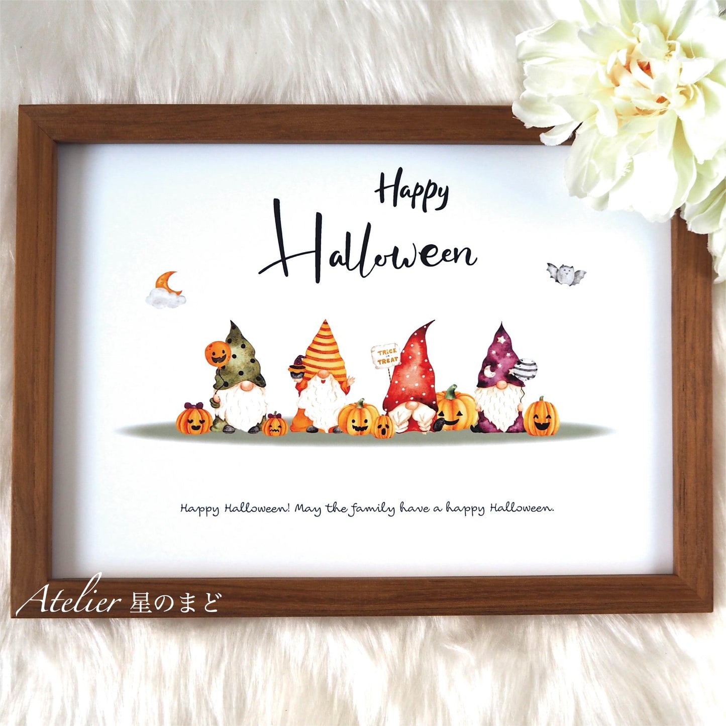 ハロウィンのイラストがかわいい ファミリーポスター ハロウィンポスター ご家族の人数に合わせてオーダーメイド 名入れ プラチナグレード光沢紙で美しさ長持ち