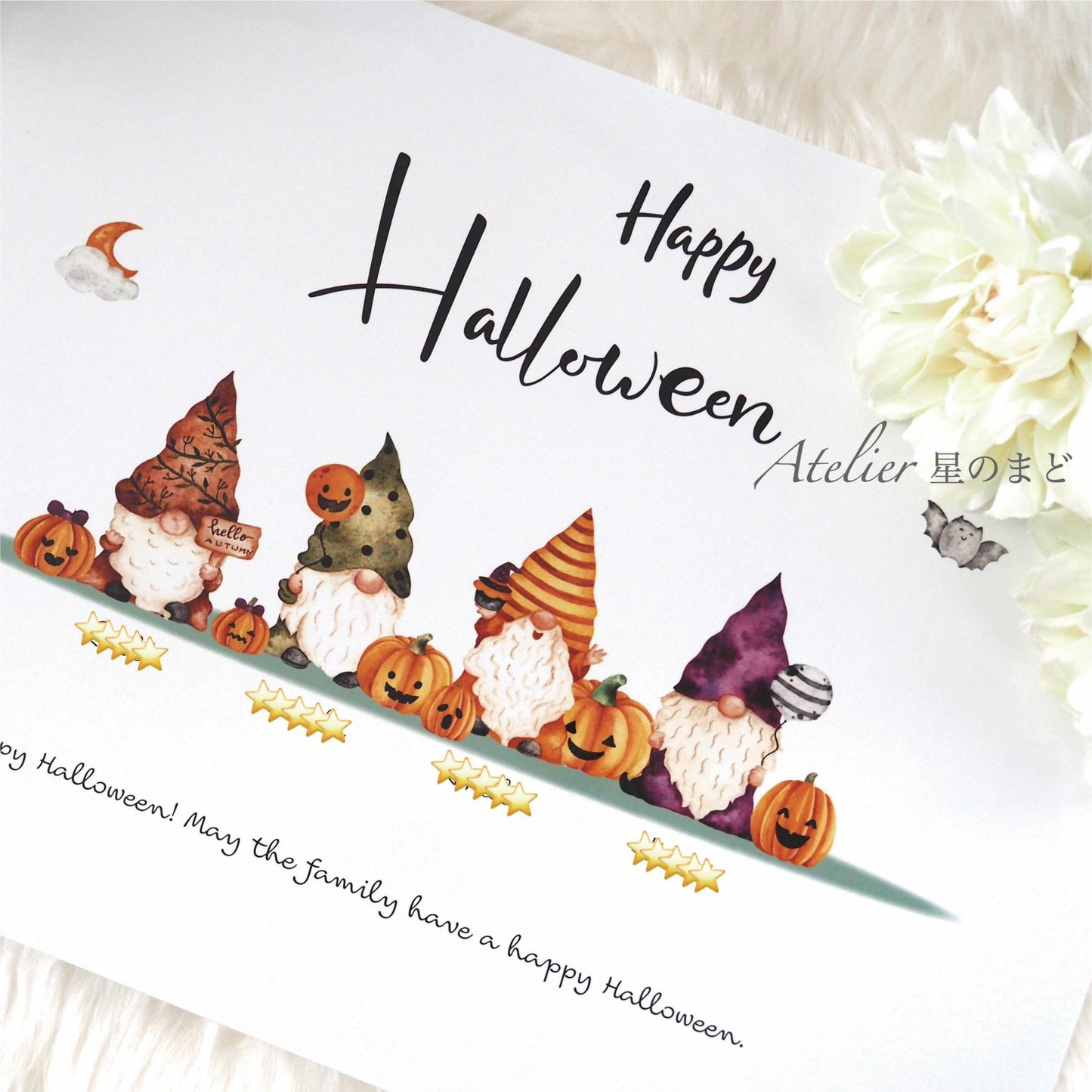 ハロウィンのイラストがかわいい ファミリーポスター ハロウィンポスター ご家族の人数に合わせてオーダーメイド 名入れ プラチナグレード光沢紙で美しさ長持ち